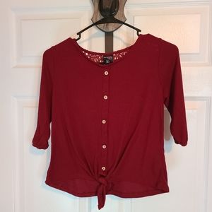 Ransom Woman's Quarter Sleeve Blouse, Size: Large Color: Red